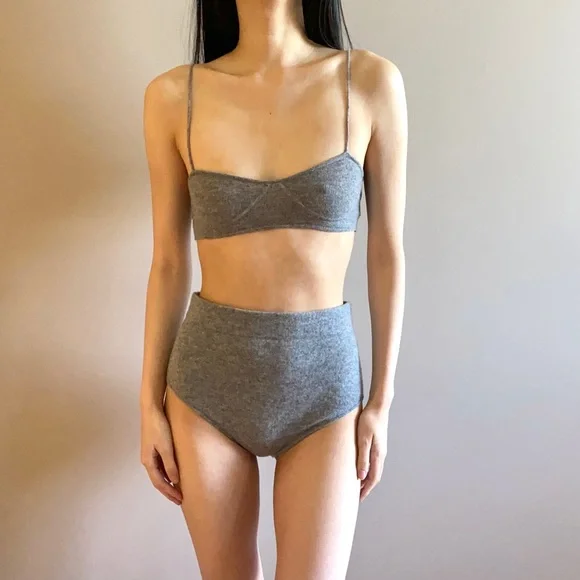 Zara cashmere bra top and briefs matching SET - Picture 7 of 8